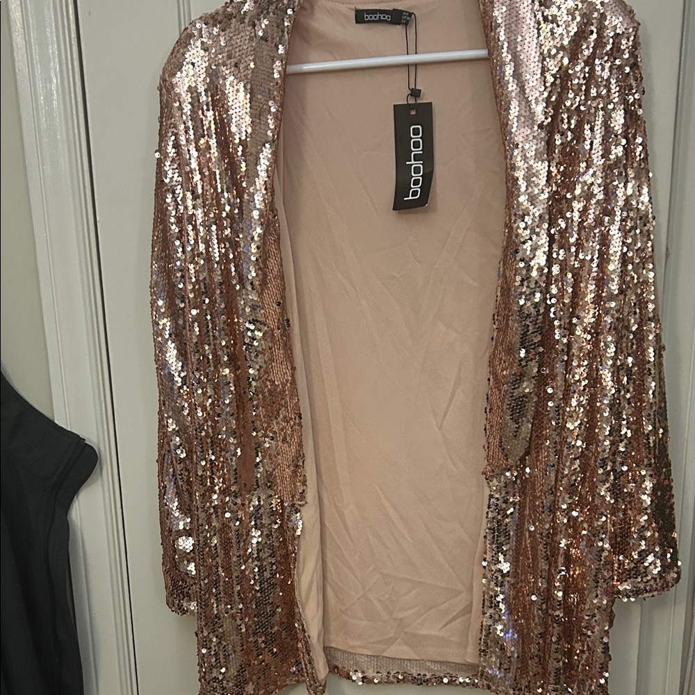 Boohoo Metallic Sequin Jacket